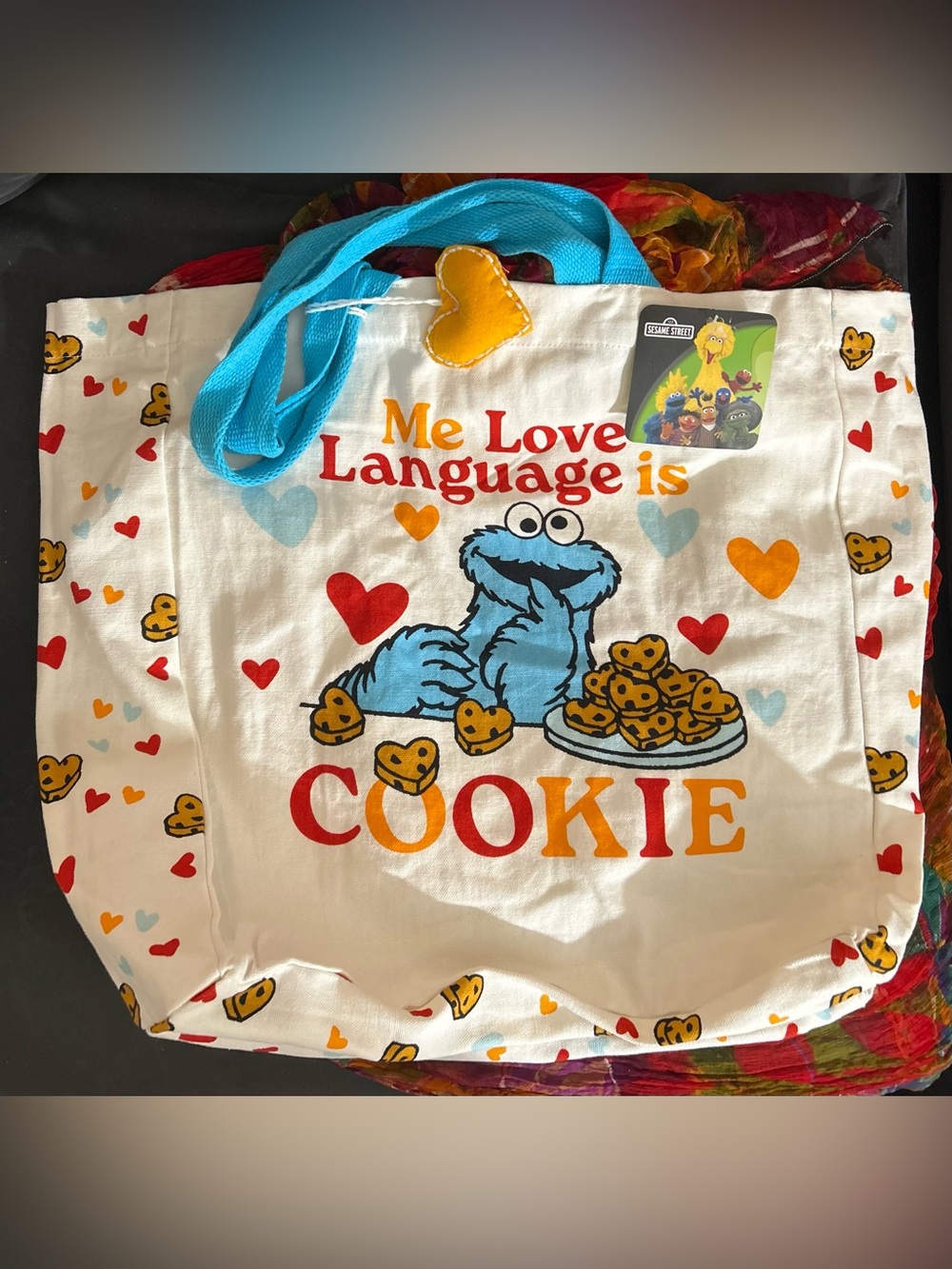 Sesame Street Cookie Monster “Me Love Language Is Cookie” Canvas Tote bag